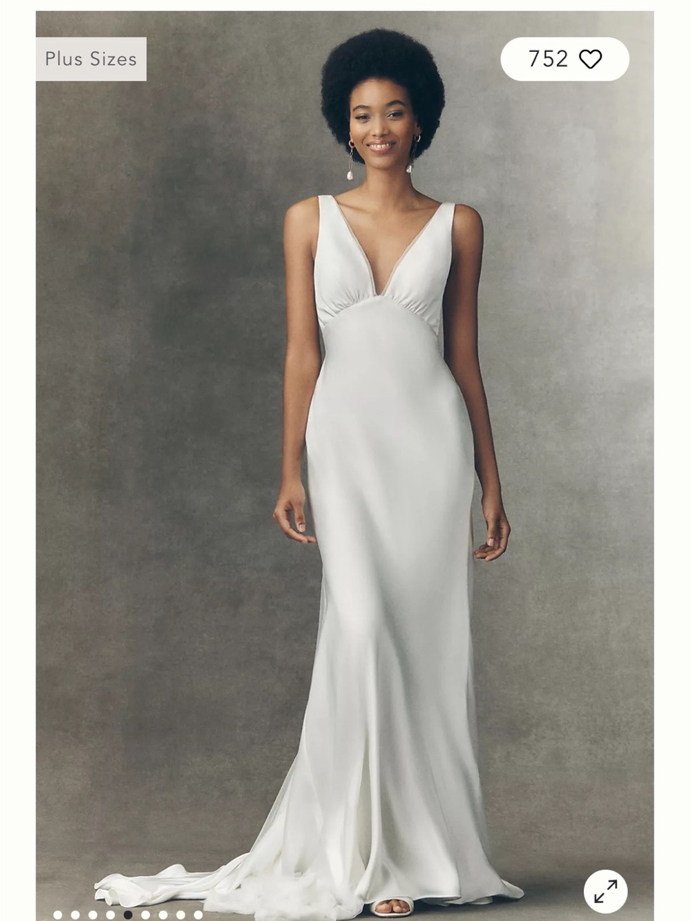 Watters Louisa V-Neck Satin Column Wedding Gown